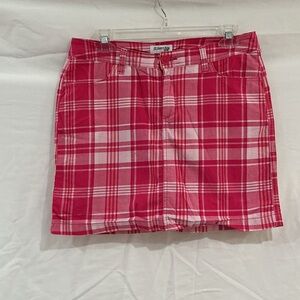 St. John's Bay Pink and White Plaid Mini Skirt